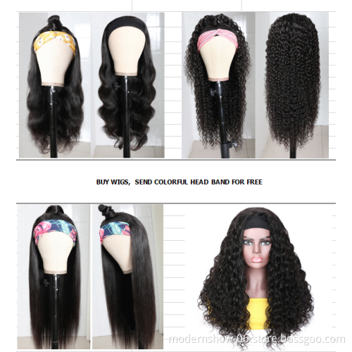 Full Cuticles Aligned Brazilian human Hair Headband Wigs,Cheap Wholesale Natural Virgin Human Hair Wigs for black Women